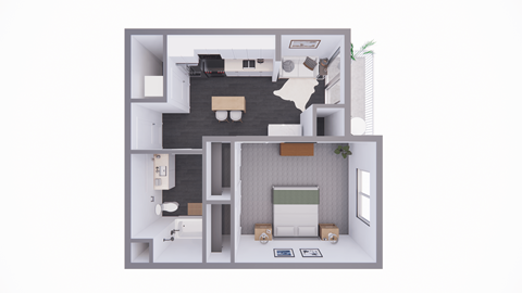 1 Bedroom Floor Plan at Yellowstone Landing, Belgrade, MT, 59714